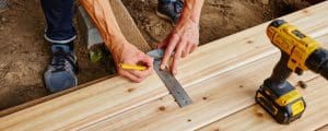 wood decking being measured for work
