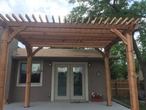 Patio with wood arbor
