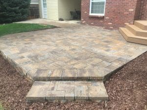 Patio pavers, and wooden steps