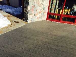 Wood decking cut around rocks