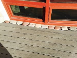 wood deck cut out around rocks
