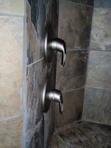 Tiled Bath built- in seat and Hardware